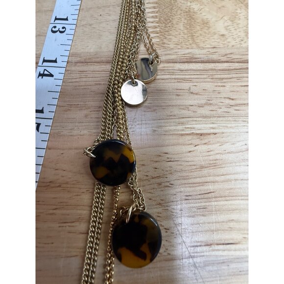 J. Crew Gold Tone Layering Necklace Set Of 4 With Tortoise Accents & Black - Picture 9 of 11